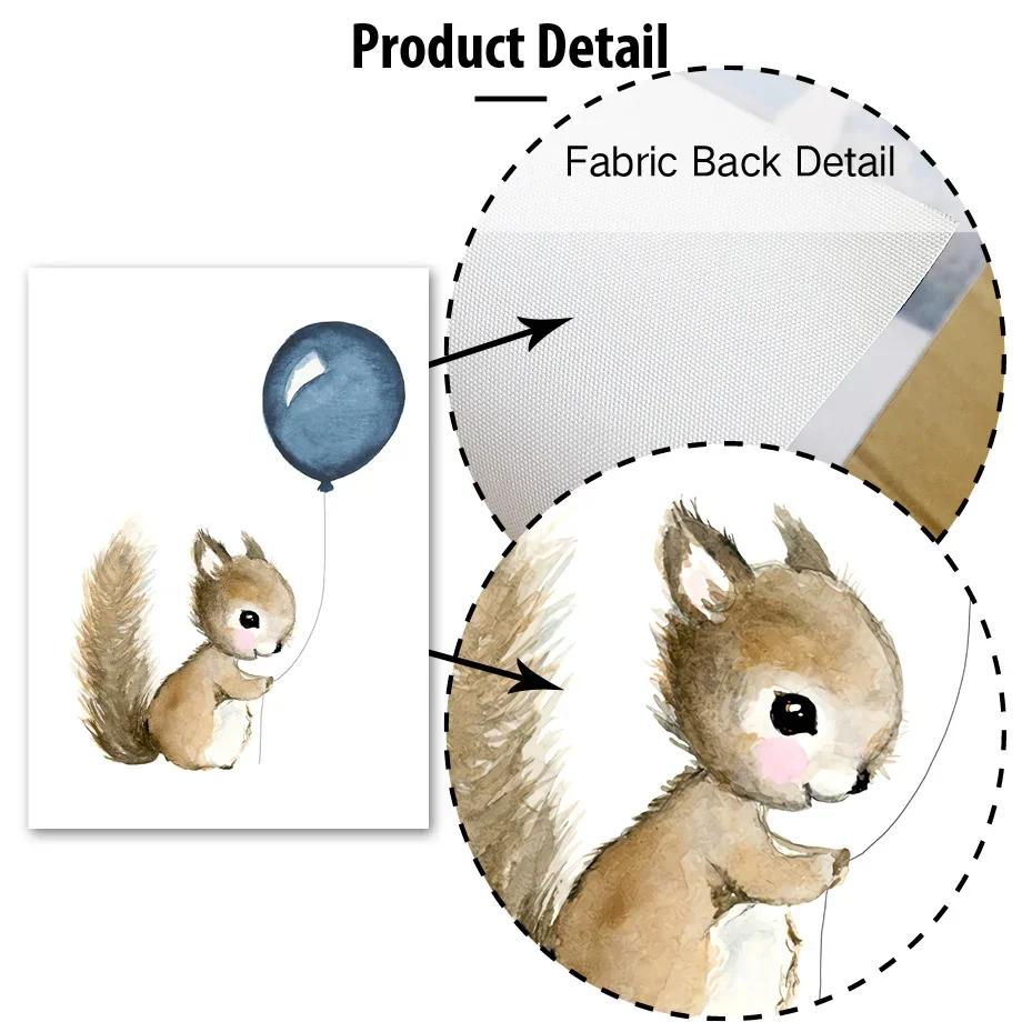 Canvas Painting Cute Raccoon Squirrel Penguin Balloon Nordic Wall Art Posters And Prints Nursery Wall Pictures Kids Room Decor