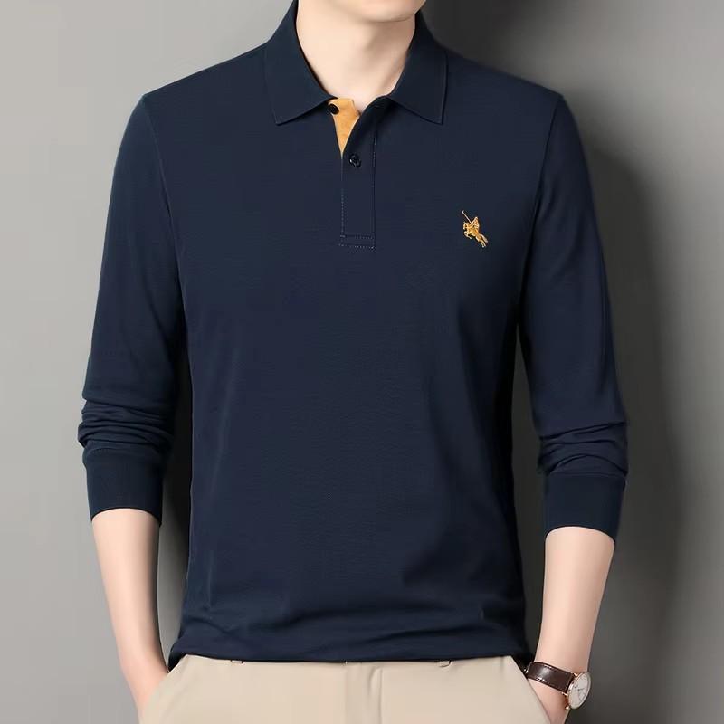 High End Brand Long Sleeved Polo Shirt Men'S Autumn New Fashion Embroidery Lapel T-Shirt Casual Business Paul Men'S Clothing