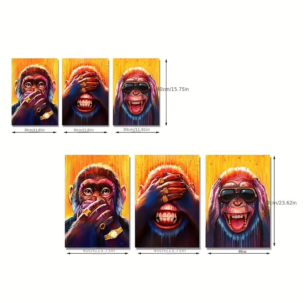 3pcs Three Funny Animal Monkey Posters and Prints Animal Earphone Canvas Paintings For Kids Living Room Wall Art Decor Posters