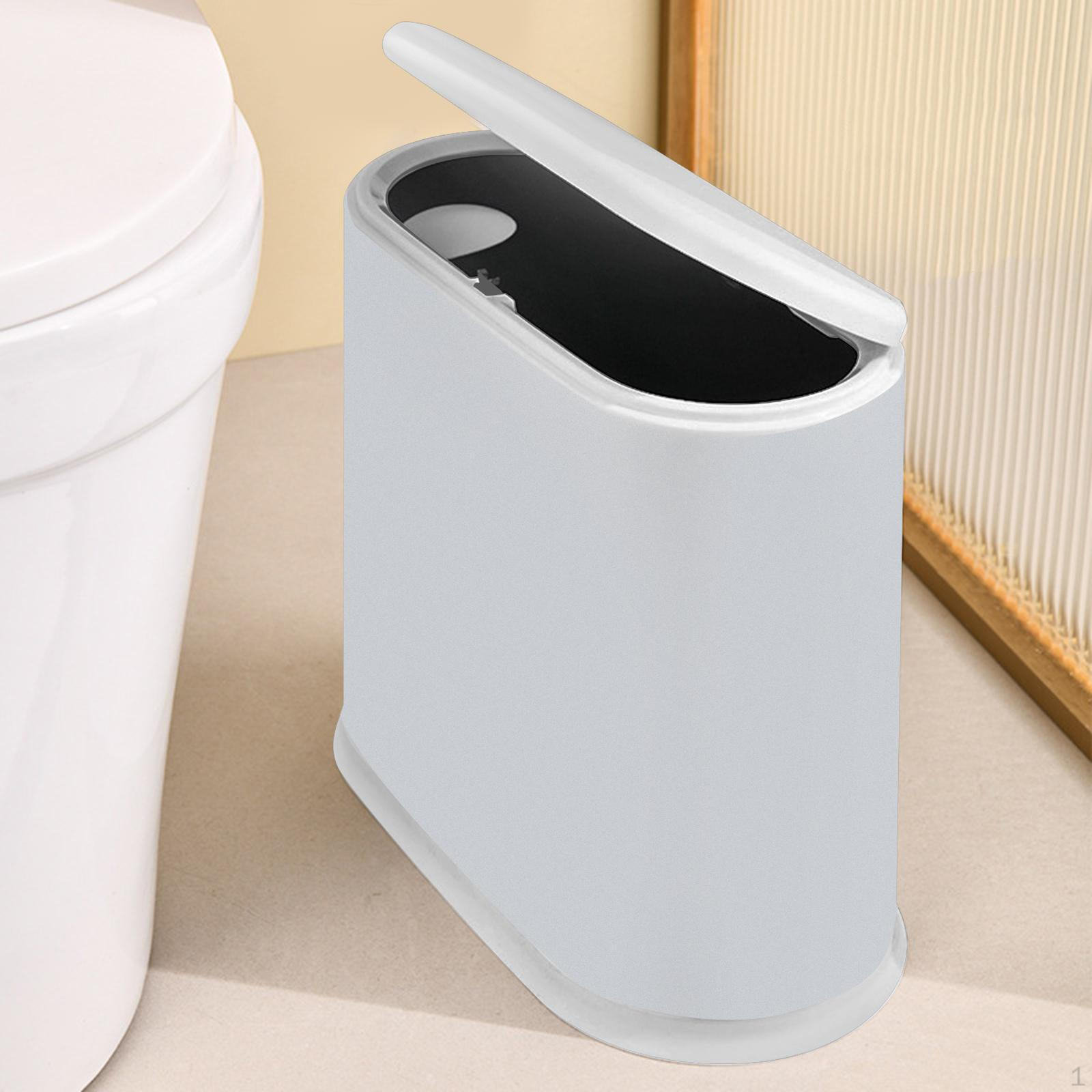 

Мусорное ведро для ванной с крышкой, кухонная мусорная корзина, пресс-тип, узкая, тонкая, для мусора серый