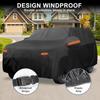 Motoforti Waterproof Outdoor Full Car Cover with Zipper for Fiat 500X 2015- Black