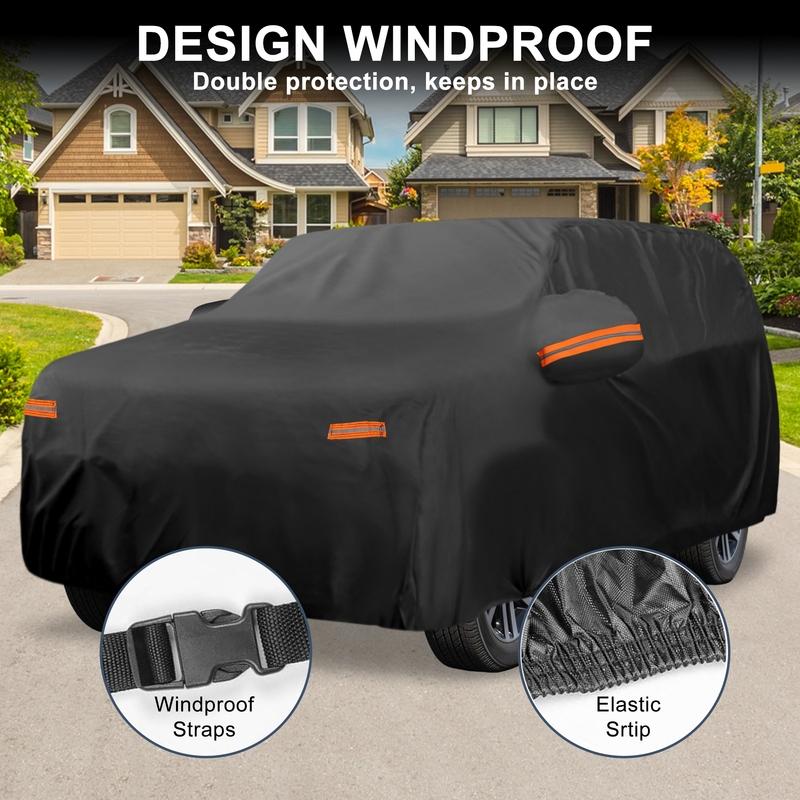 Motoforti Waterproof Outdoor Full Car Cover with Zipper for Fiat 500X 2015- Black