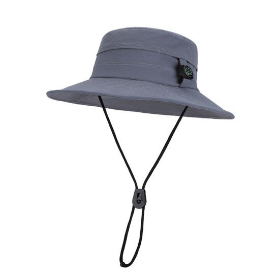 

Fisherman Hat Adjustable Size Wide Brim Quick Drying Bucket Hat with Compass Design Foldable Outdoor Sun Protection серый