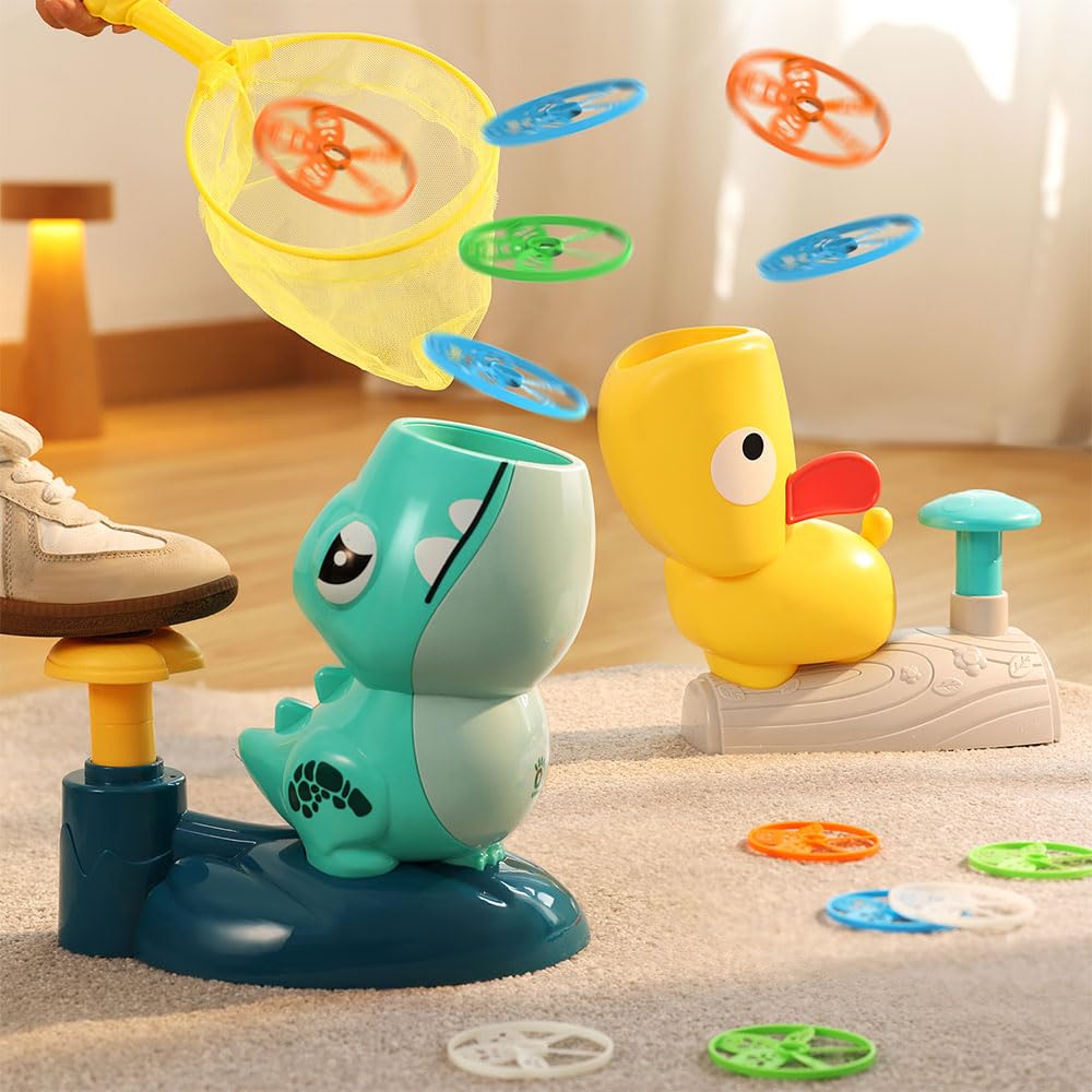 Flying Saucer Soaring Launcher Frisbee Bamboo Dragonfly Flying Saucer Fun Injection Rotating Propeller Toy Interaction Training Reaction Skills Indoor