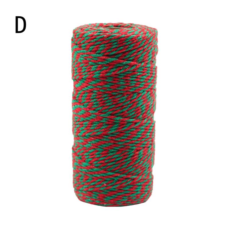 100M X 2mm Bavlněné Šňůrky Červená Zelená Bílá Smíšené Barvy Šňůrka na Štítky Provázek Nit DIY Stuha na Balení Dárků Vánoční Dekorace