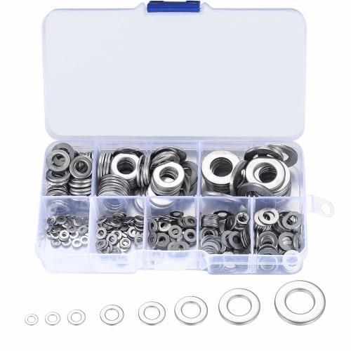 360 Pieces Flat Washers, Gasket Fasteners, Round Metal Washers, Spacers for Screws, Bolts, Washers, Spacers, M2, M2.5, M3, M4, M5, M6, M8, M10