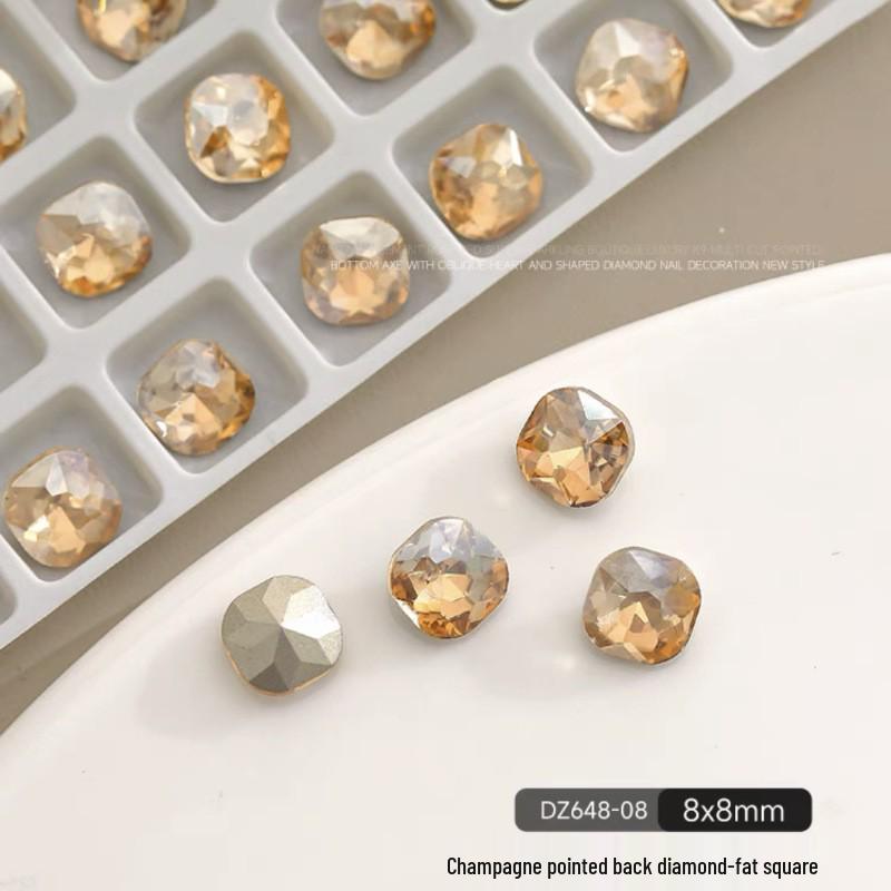 K9 Champagne Nail Art Rhinestone Jewelry - High Quality Irregular Crystal, Fat Square, Water Drop, Heart-Shaped Decorations