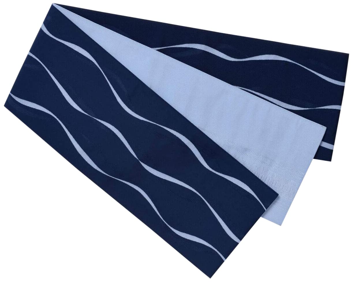 

Двусторонняя юката Warakugure Kiryu Woven с полосами Poetry Threads , сделано в Японии, оби, (военно-морской флот)