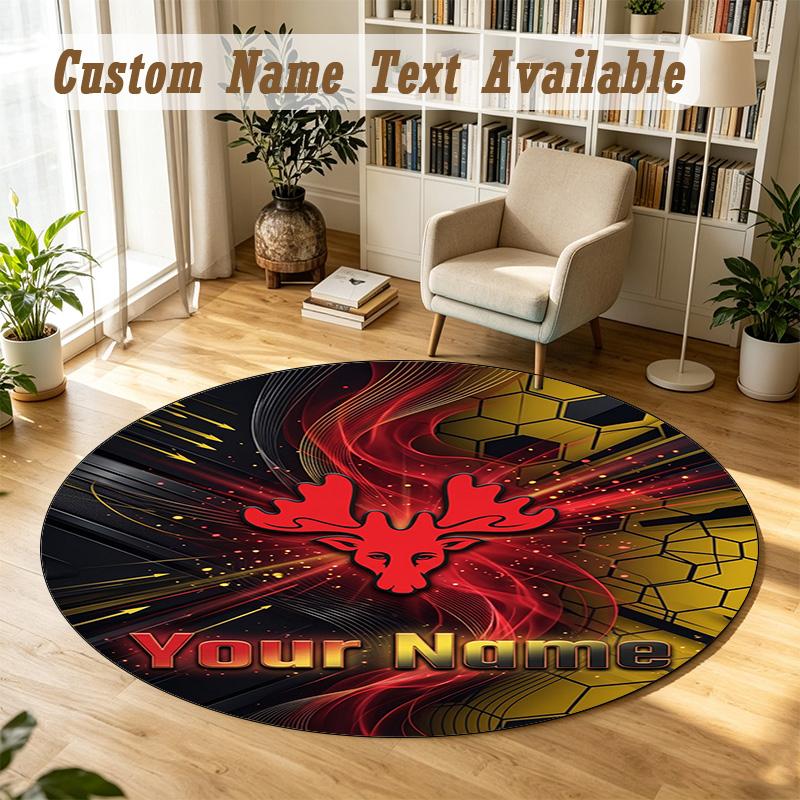 Round Rug Custom NameWatford FC Pattern Non Slip Carpet Home Floor Decor