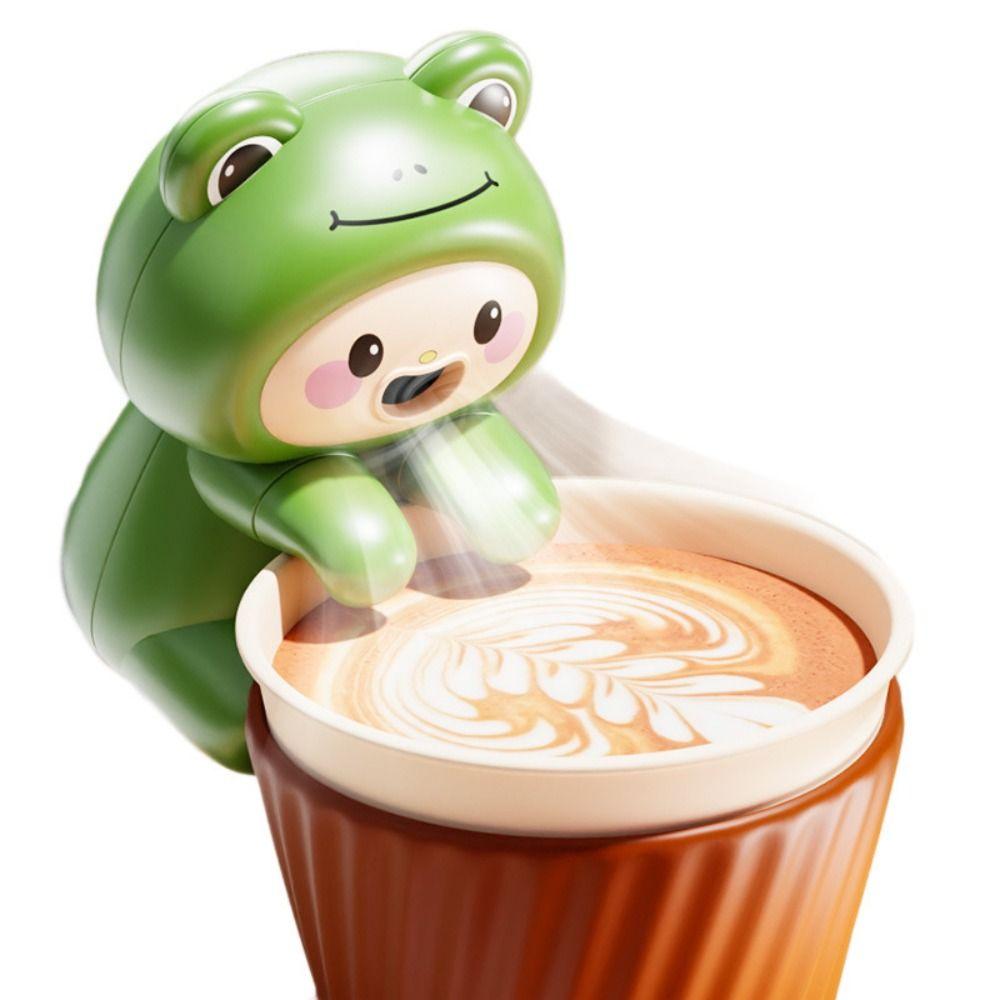 Air-Blowing Attachmen Food Cooling Fan Cute Cartoon Design Mini Clip on Fan Travel Use