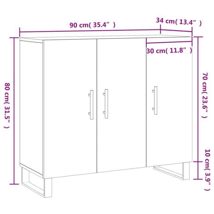 VidaXL Buffet Concrete Grey 90x34x80 Cm Engineered Wood 828136