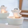 Ceramics Cartoon White Ghostly Figurine Candle Holders Halloween Tealight Holders Candlestick Table Decors for Festivals