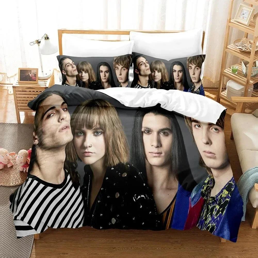 3D Printed Maneskin Rock Band Bedding Set Duvet Cover Sheet Printed Bed Set Pillowcase Full Queen King Size Comforter Bedroom