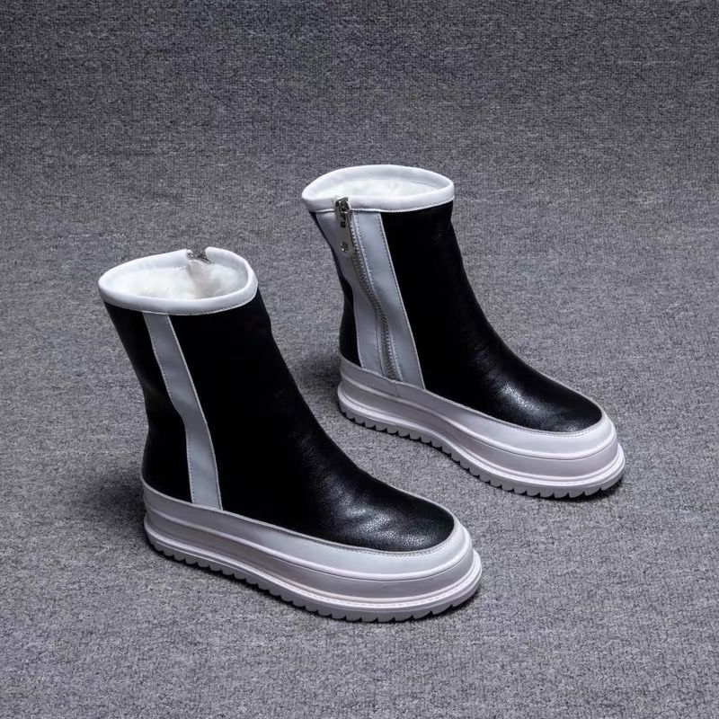 Fashion Snow Boots New Women's Winter Shoes Thick Sole Plaforms Ankle Botas Round Toe Thick Plush Warm Cotton Shoe Side Zip Silver Black