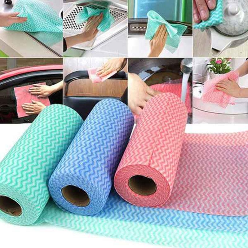 1-4pc Disposable Kitchen Dishcloth Tear-Off Non-Woven Fabric Cleaning Cloth Lazy-Friendly Versatile Kitchen Wipe Absorbent Towel
