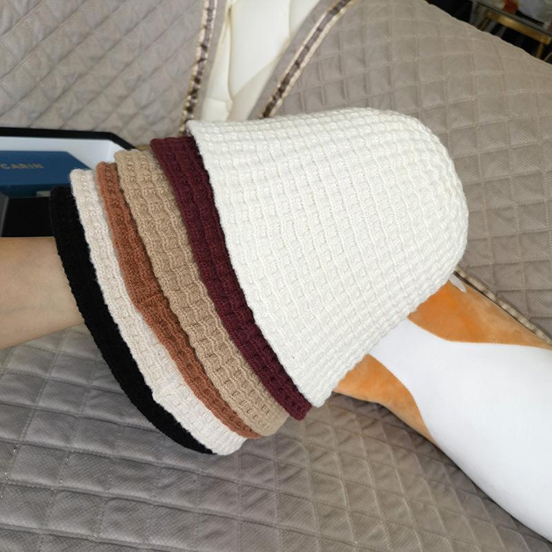 Fashion Knit Bucket Hat Soft Spring Autumn Warm Fisherman Hat Beanie Cap Crochet Knitted Skull Hat Women Basin Hat