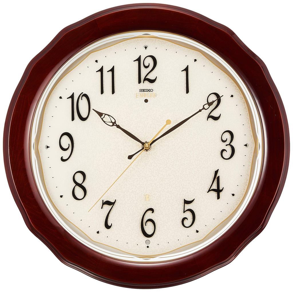 Seiko Clock Wall Clock Tea Wood 327 x 327 x 48 mm Radio Analog SEIKO EMBLEM HS521B