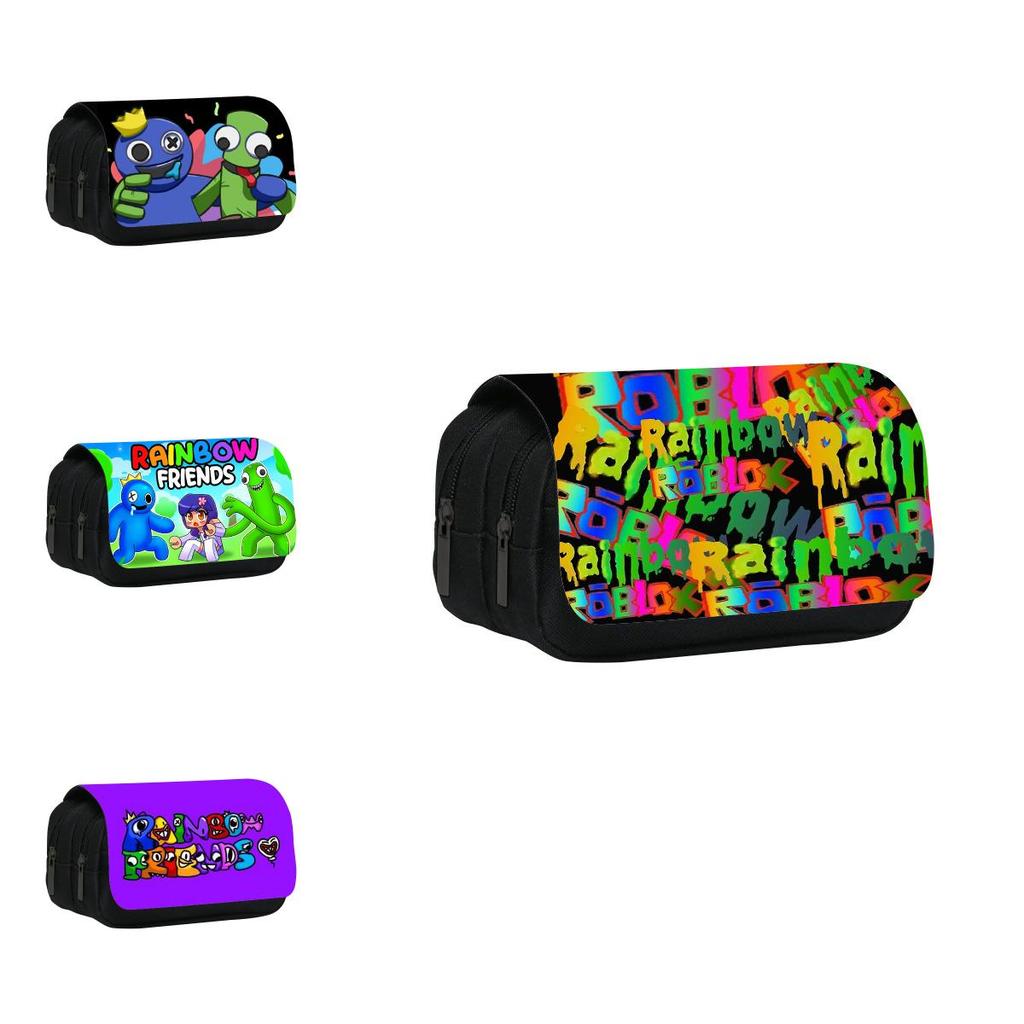 Rainbow Friends Double Layer Pencil Case With Large Capacity For Students And Kids