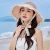Breathable Lace Tied Sun Hat Sunshade UV Protection Cap Sweet Women Straw Hat  Travel