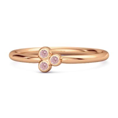 Anel de Casamento Feminino com Cluster de Topázio Rosa Triplo - Prata Esterlina 925 Rose Gold Vermeil