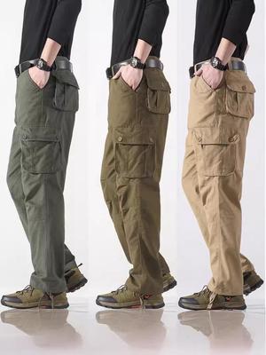 2025 Men's Plus Size Straight Leg Multi-Pocket Casual Outdoor Sweatpants
