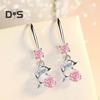 1 Pair Korean Style Hook Earrings Dolphin Design Shiny Rhinestones Drop Earrings Women Mid-length Earrings