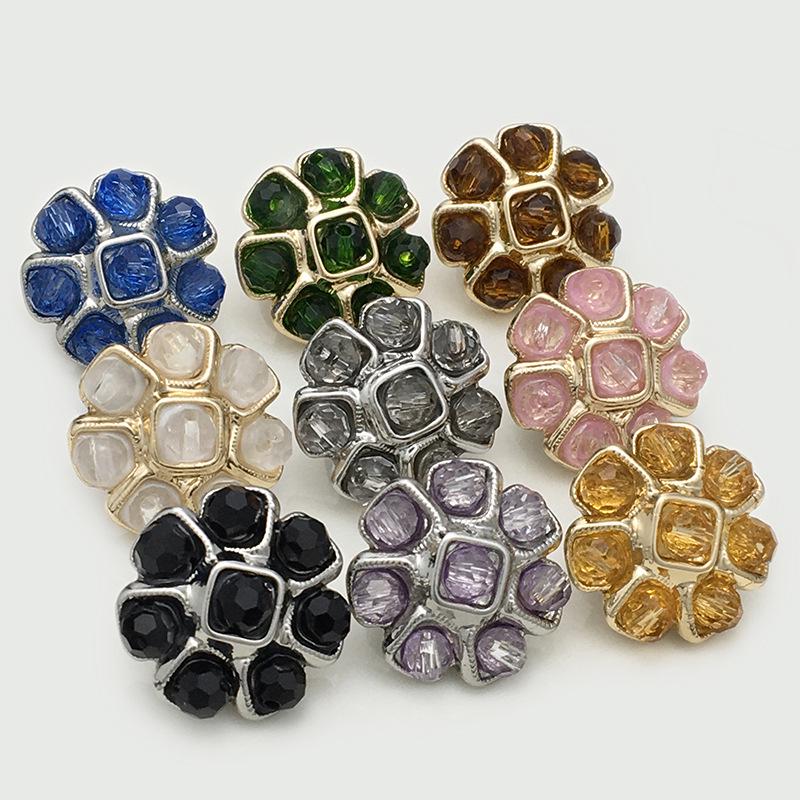 Luxury Colorful Rhinestone Flower Buttons for Suits and Coats