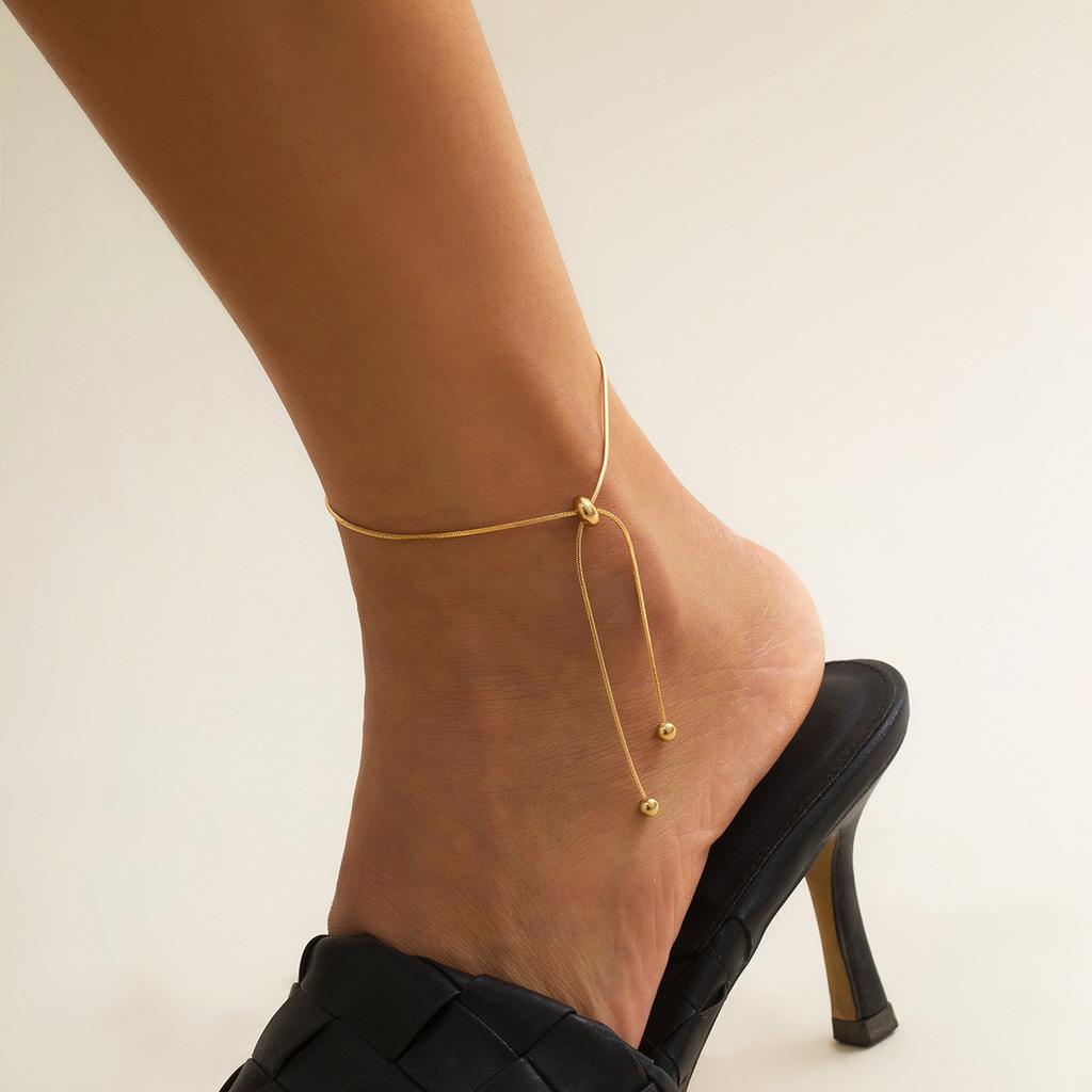 316L Stainless Steel Adjustable Chain Anklet for Women Retro fashion simple Thin Chain anklet for women's feet beach Zircon Gif