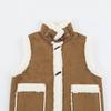 Womens Faux Suede Sherpa-Lined Stand Collar Biker Vest Sleeveless Streetwear 2026