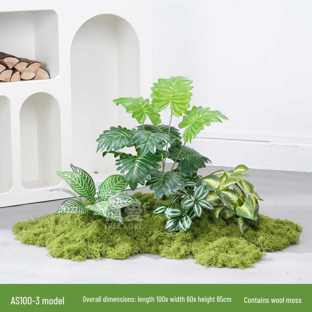 Luxury Faux Green Plant and Flower Decor - Indoor Moss and Grass Clusters for Elegant Landscaping.
