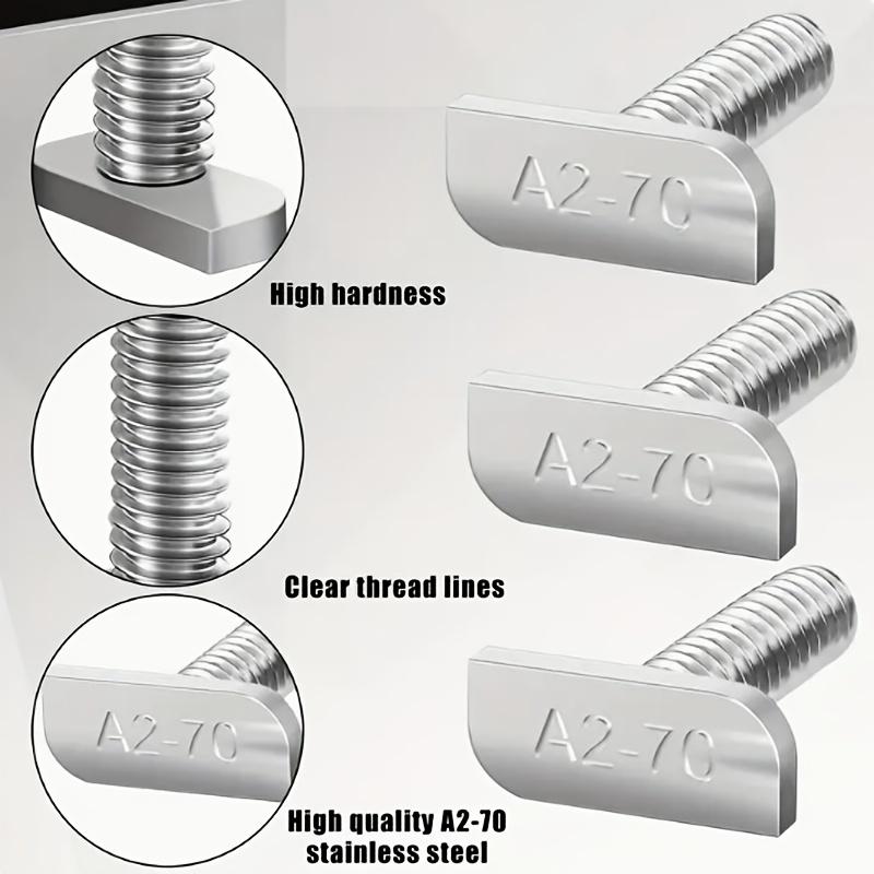 40Pcs Stainless Steel T-Bolts, Square Head Screws for Slots, Square Head Screws, M8 Hex Head Fastening Screws with Flange, Suitable for Greenhouses,