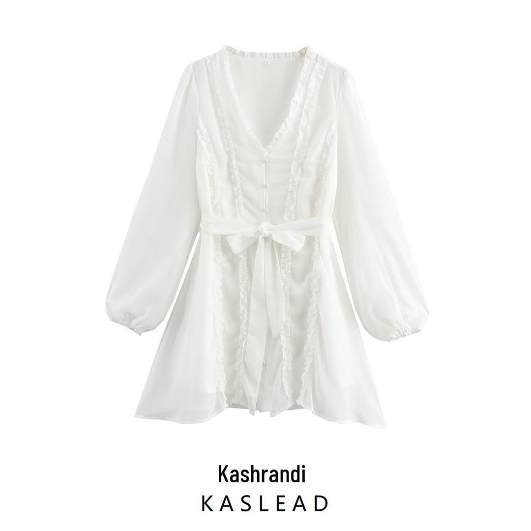

2025 Spring Women s European-American Style Casual Chiffon Ruffle Dress Medium