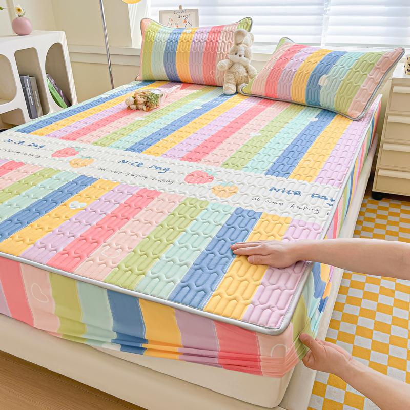 Bonenjoy Summer Mattress Cover Cooling Feel Bedspread Quilted Bed Cover Queen Size Bedsheet Fundas De Colchón (No Pillowcase)