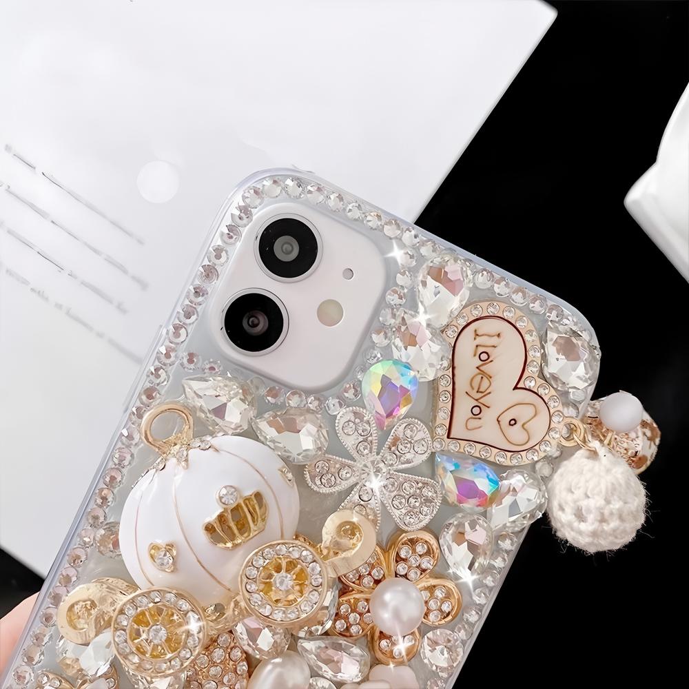 Glitter Rhinestone Phone Case For VIVO Y400 Pro Y300 Y200E Y200 Y300 Y300T Y04 Y03 T4 T3X T4X 4G 5G Bling Crystal Design with Pumpkin Cover Girls Gift