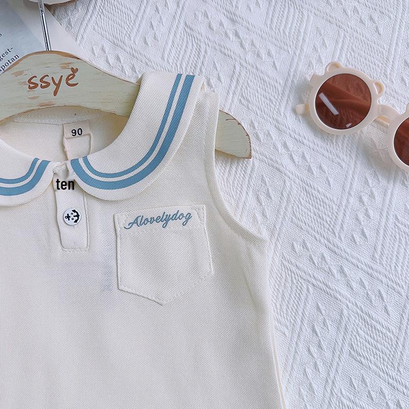 Girls' Summer Academy Style Two-Piece Set – Round Neck Short Sleeve Top and Breathable Skirt (CM0053)