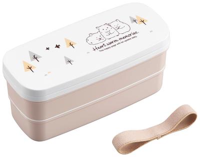 Hamster Lunch Box Light Pink 340ml 300ml Two-Tier (with Divider) PW-28K (Top) (Bottom)