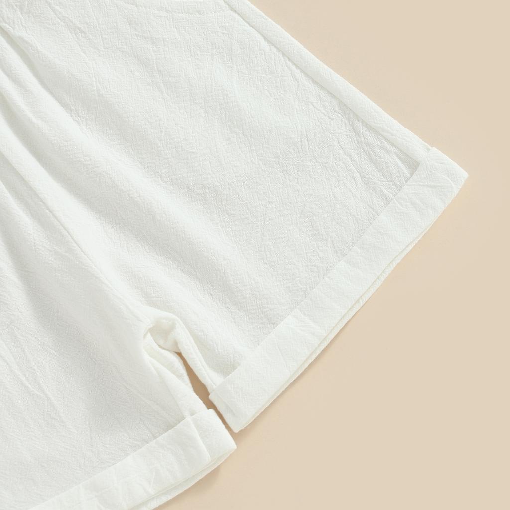 2Pcs Toddler Boys Summer Outfits, Short Sleeve Button Down Lapel Shirt + Shorts Set Baby Clothes