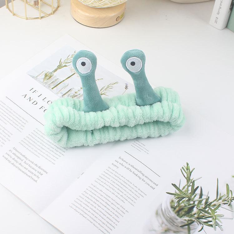 Korean Cute Snail Plush Headband - Creative Cartoon Hair Tie for Face Washing
