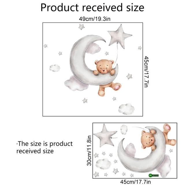 Cute Cartoon Bear Bunny Star Moon Wall Stickers for Kids Rooms Baby Room Wall Decor Wallpaper Girls Boys Bedroom Nursery Sticker