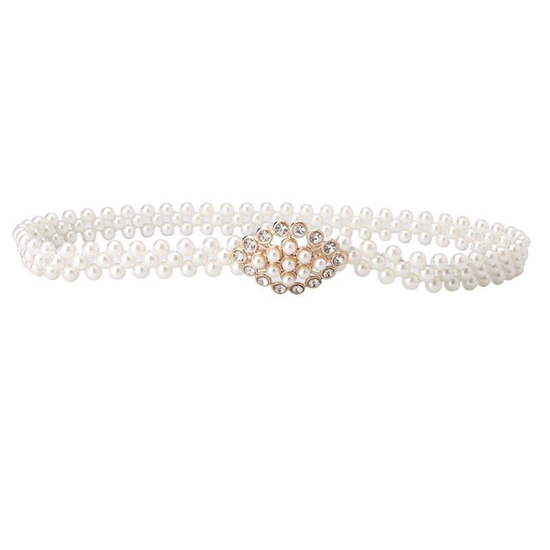 Elegant Pearl Waist Belt For Women With Rhinestones And Adjustable Fit For Summer Casual Wear