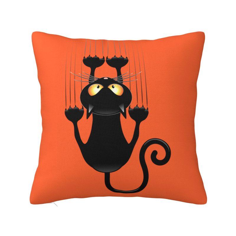 Cartoon Black Cat Cushion Cover Soft Nordic Throw Pillow Home Decoration