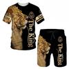 T Shirt & Shorts Sets 2piece Suit for Mens Animal Pattern Print Short Sleeve Tracksuit Leisure 3D Polyester Man's Set