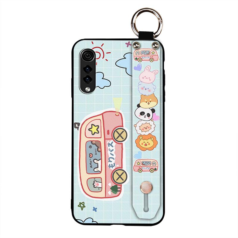 Anti-knock Ring Phone Case For LG Velvet 4G/5G Dirt-resistant Phone Holder Lanyard Silicone Soft Case Cartoon Wristband