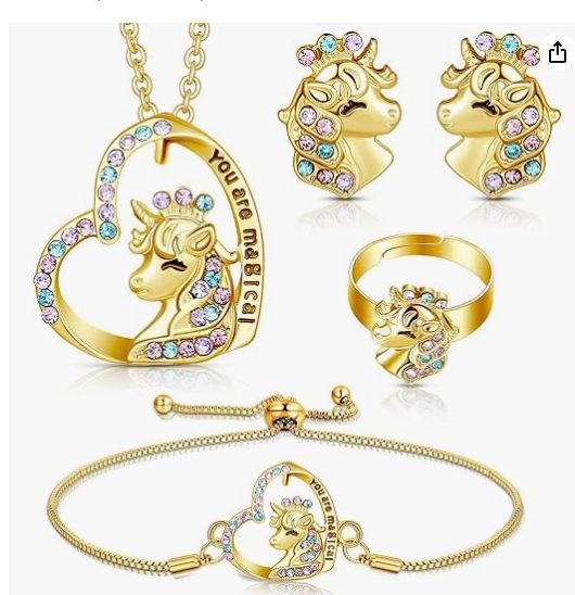 Unicorn Necklace, Cute Colorful Diamond Accessories Necklace Gift