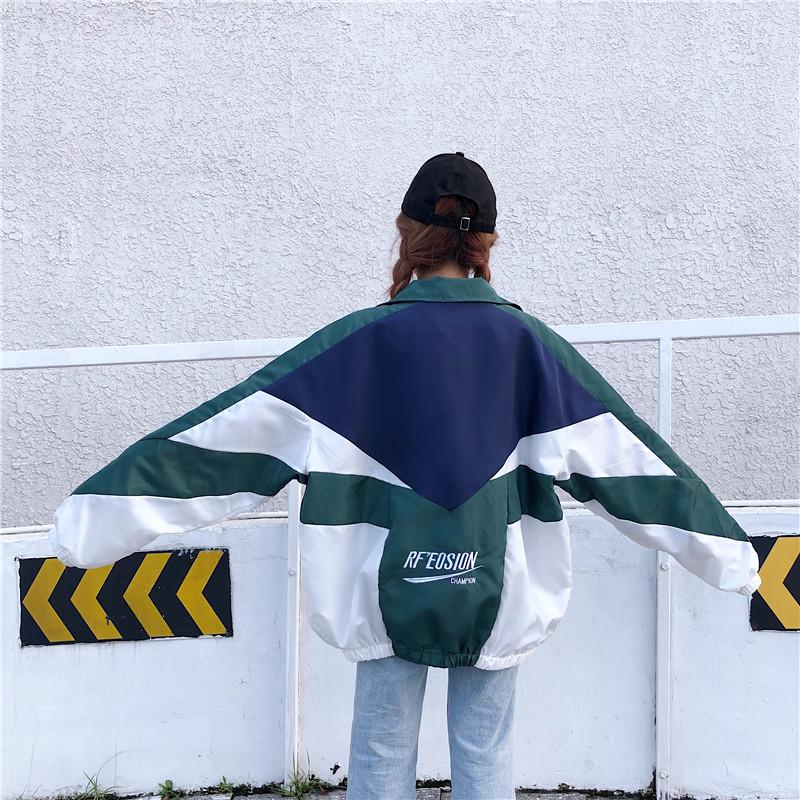 Kurtka Harajuku Color Block Patchwork - Unisexowy Letni Styl Uliczny