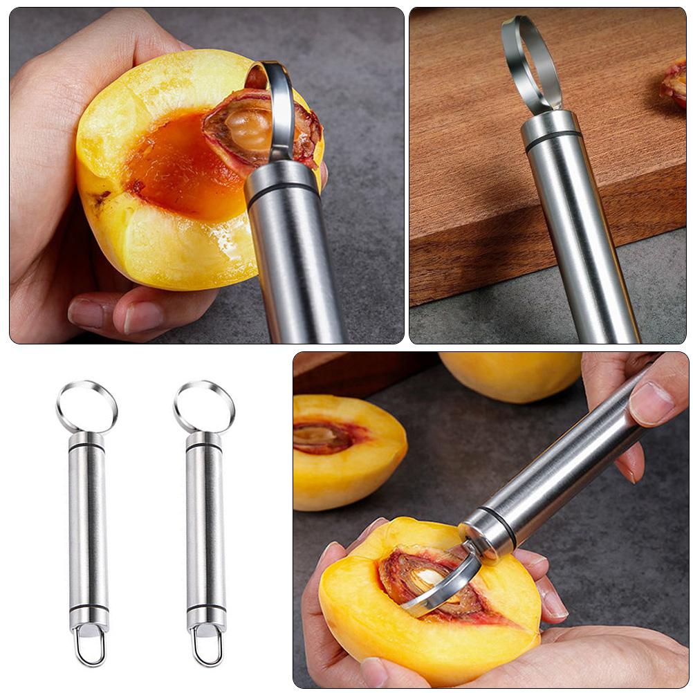 2 Pcs Fruit Corer Multifunctional Peach Manual Kitchen Gadgets Household Home Tools Silver for Restaurant