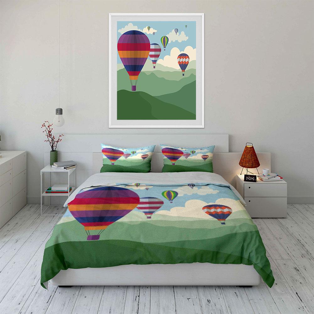 Colorful Hot Air Balloons. Bedding Sets Duvet Cover Sets Duvet Covers Pillowcases(1 * Duvet Cover 2 * Pillowcases Without Duvet Insert)