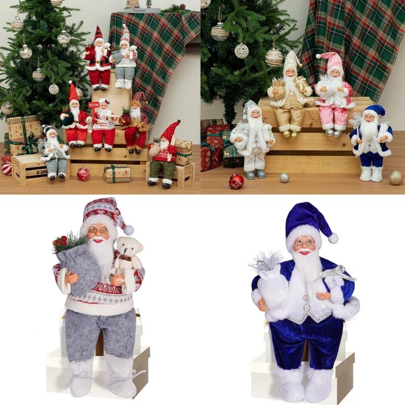 Premium 12-calowa Figurka Świętego Mikołaja w pozycji siedzącej Ozdoba świąteczna Do dekoracji świątecznych w pomieszczeniach i ekspozycji festiwalowych