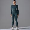 New Brushed Long Sleeved Yoga Suit with High Elasticity and Nude Feeling, Tight Fitting Sports Suit, Running and Fitness Two-piece Set for Women