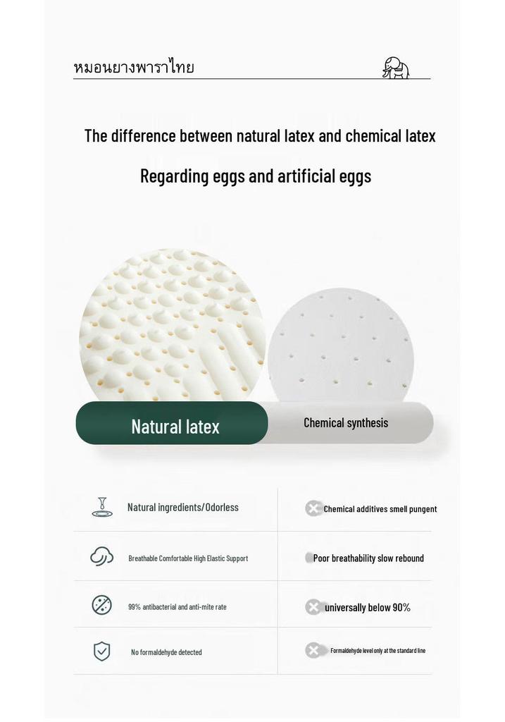 Thailand Natural Latex Neck Support Pillow - Cervical Protection Sleep Aid for Home, Dorm, and Kids